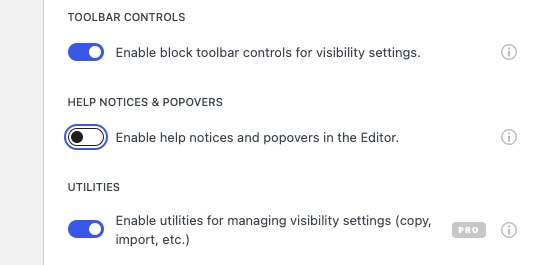 Enable or disable help notices in the Editor.