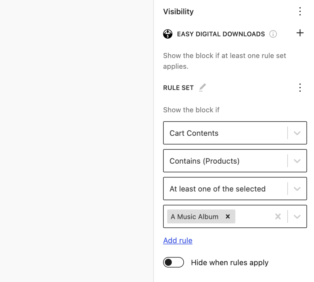 The EDD visibility control.