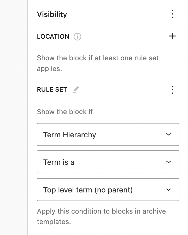 Term hierarchy rule in the Location control.